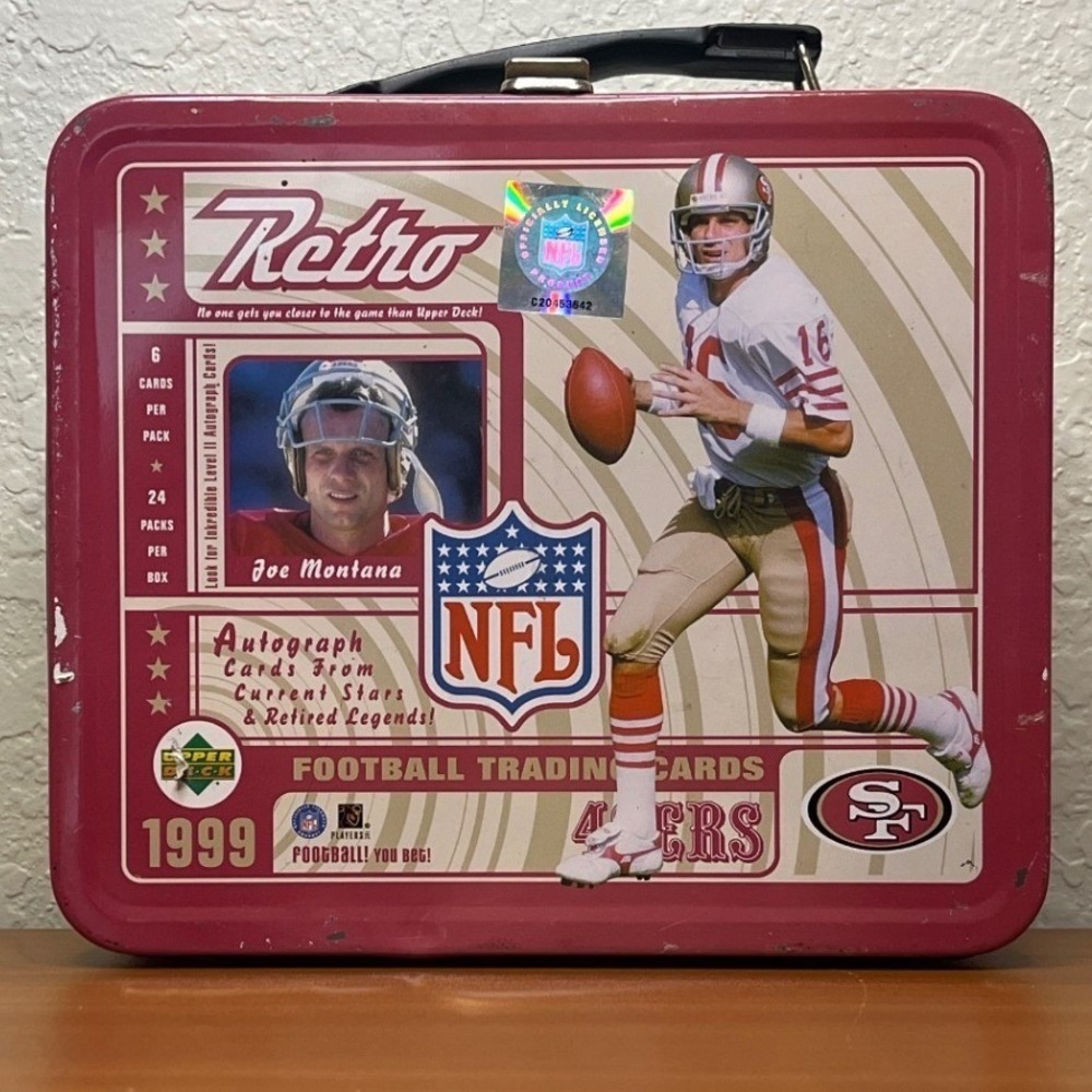 1999 Upper Deck Retro Football Tin Joe Montana Tim Couch NFL Metal Lunch Box